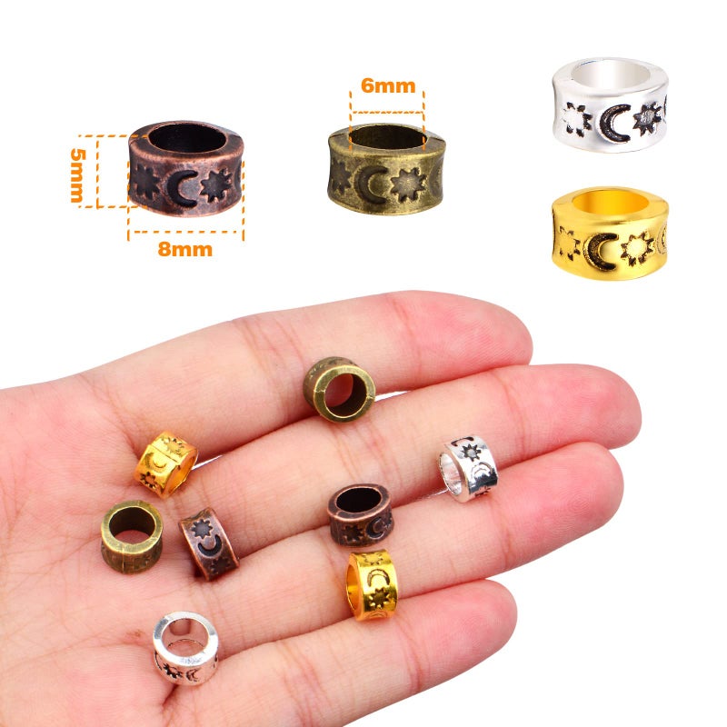 BronaGrand 200pcs 8mm Antique Spacer Beads Round Rondelle Beads European 5.5mm Hole for Bracelet Necklace DIY Jewelry Making,4 Colors - Image 4